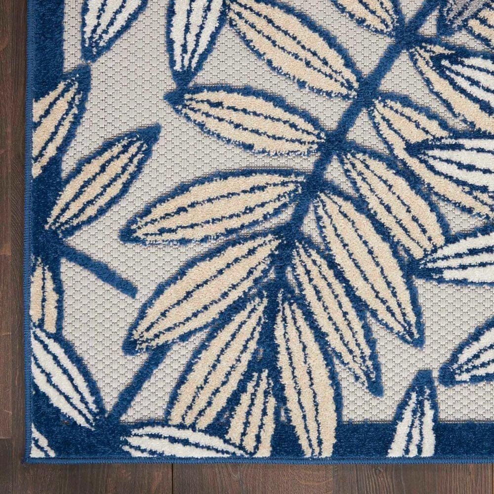 Nourison Aloha ALH18 6&#39; x 9&#39; Ivory and Navy Indoor/Outdoor Area Rug, , large