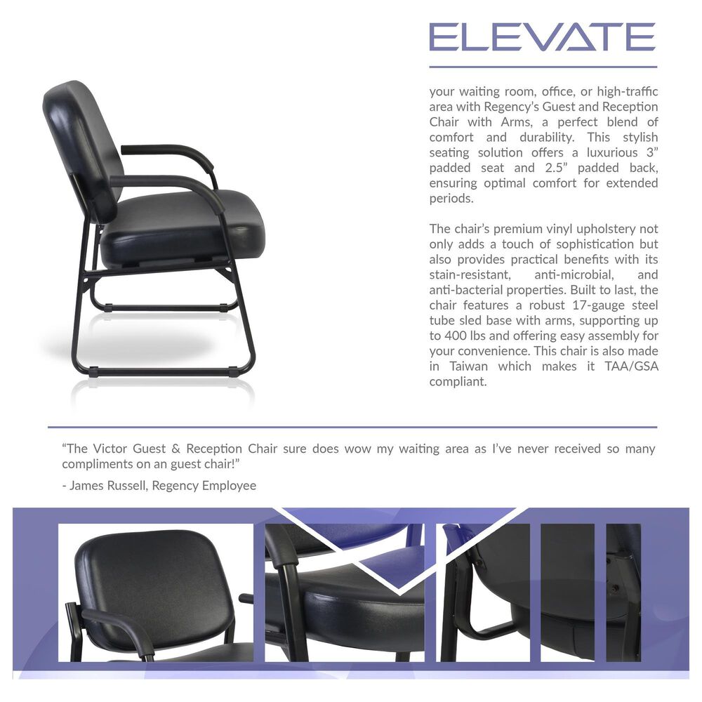 Regency Global Sourcing Victor Big &amp; Tall Guest and Reception Chair in Black, , large