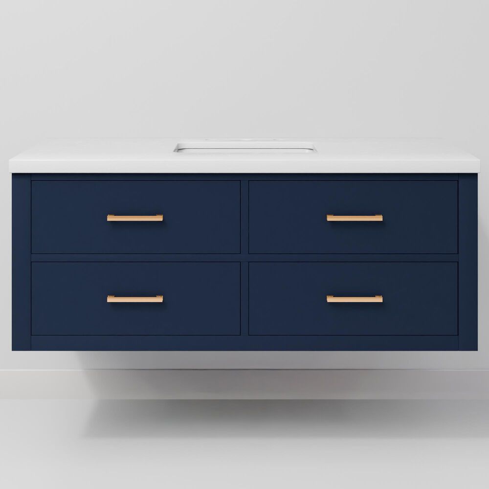 Lexora Home Castor 48" Single Bathroom Vanity in Blue with 2 cm White Cultured Marble Top and Rectangular Sink, , large