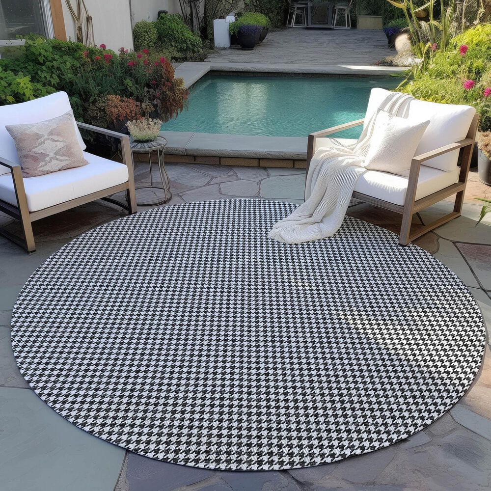 Dalyn Rug Company Hinton 4&#39; Round Black Indoor/Outdoor Area Rug, , large