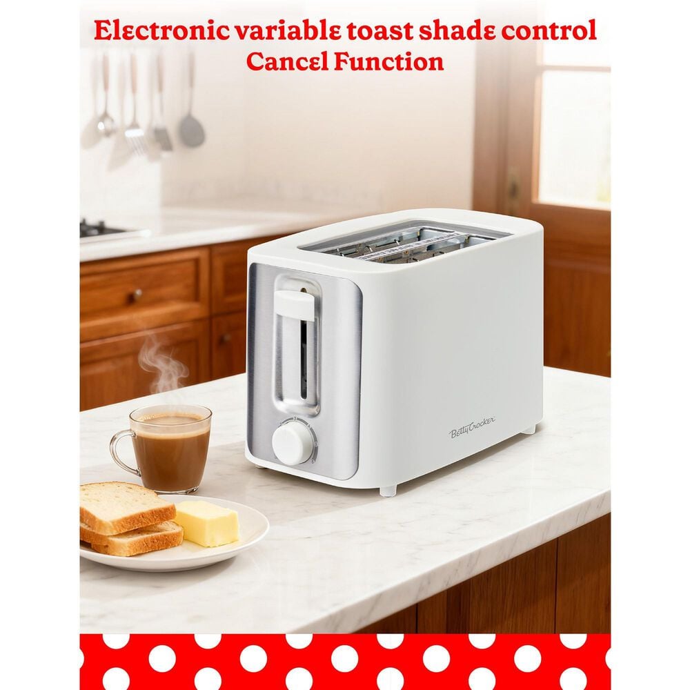 Betty Crocker 2-Slice Pop-Up Toaster in White, , large
