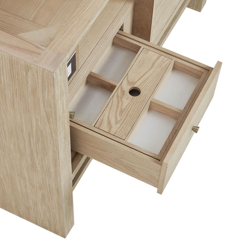 James Martin Vanities Marigot 48" Single Bathroom Vanity in Sunwashed Oak with 3 cm Eternal Jasmine Pearl Quartz Top, Rectangular Sink and FreePower Wireless Charger, , large