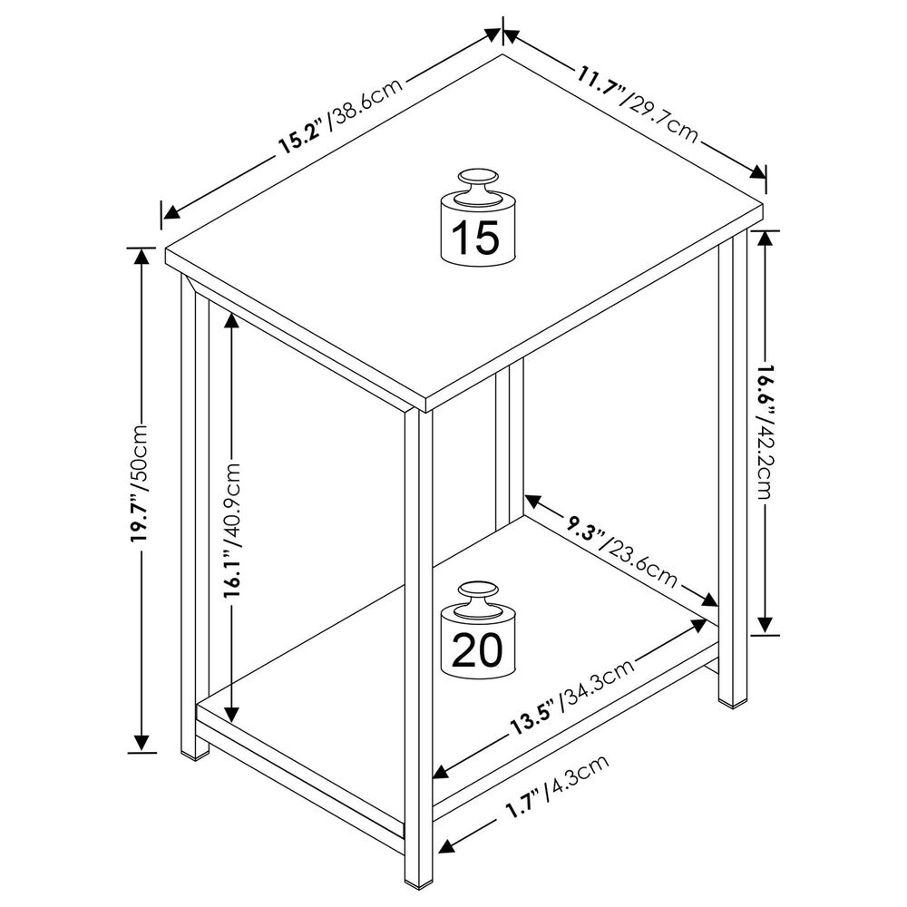 HOMLUX 2-Tier Metal Frame End Table with Open Shelf in White (Set of 2), , large