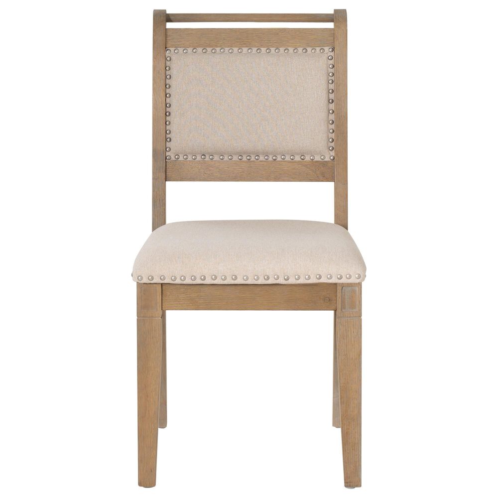 Linon Home Decor Emerson Side Chair with Beige Solid Upholstery in Natural, , large