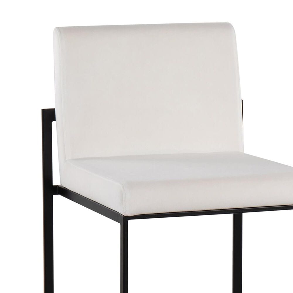 Lumisource Fuji High Back Counter Stool with White Velvet Cushion in Black &#40;Set of 2&#41;, , large