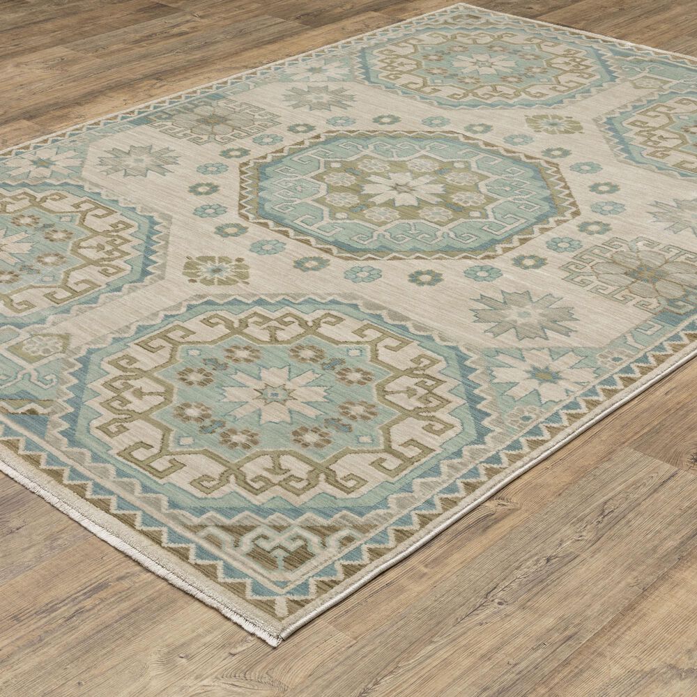 Oriental Weavers Maeve MAE03 Beige and Blue 6&#39;7&quot; x 9&#39;6&quot; Area Rug, , large