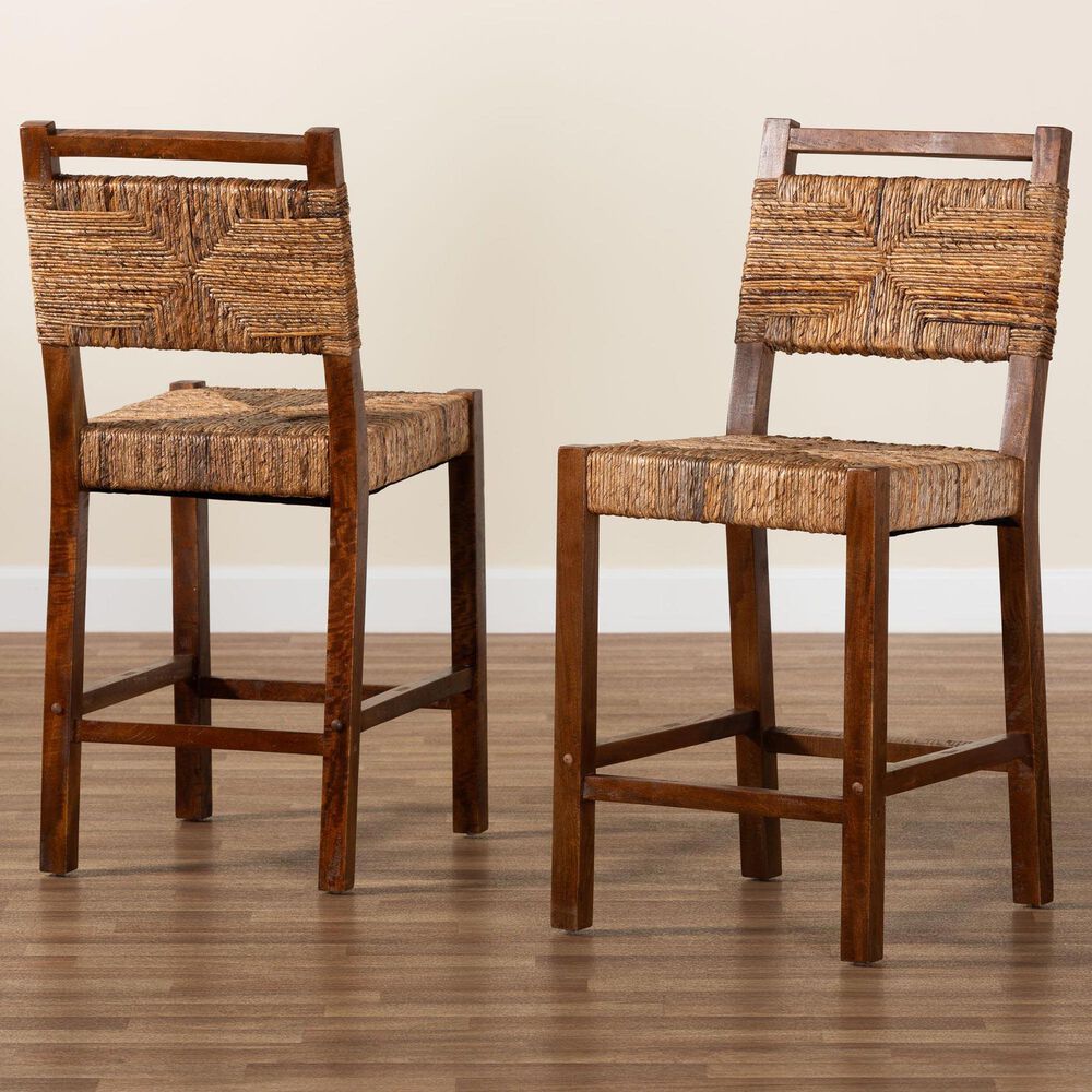 Baxton Studio Cordoba Counter Stool in Mahogany (Set of 2), , large