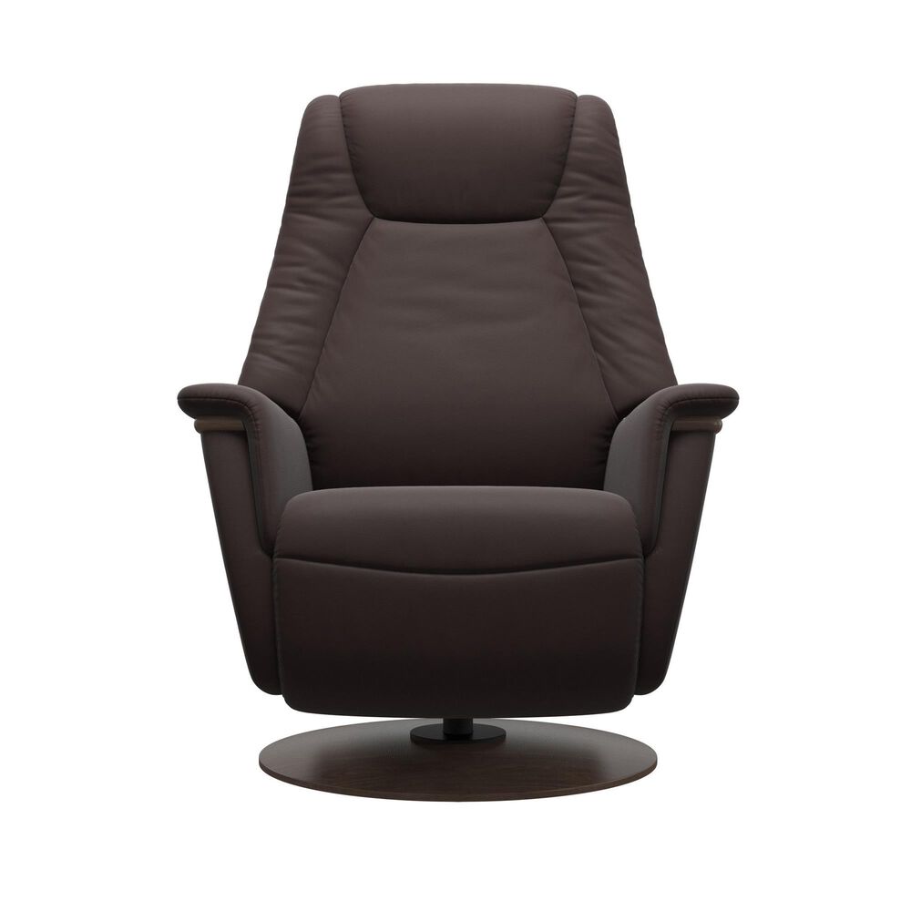 Stressless Max Small Swivel Power Recliner in Paloma Oxford Chocolate, , large