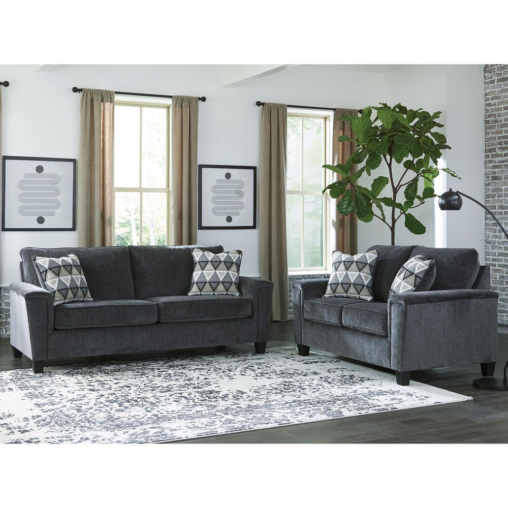 Ashley Abinger Stationary Sofa and Loveseat Set in Smoke, , large