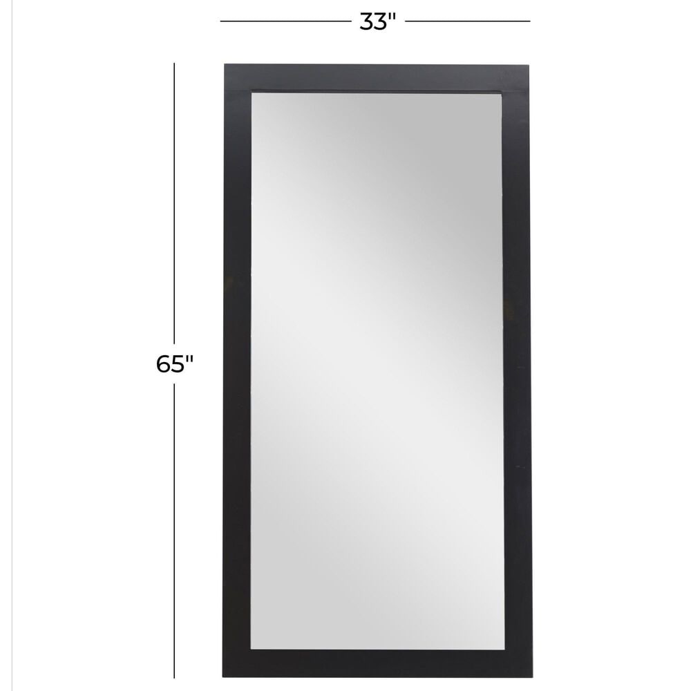 Maple and Jade 65" Wood Rectangular Minimalistic Wall Mirror in Matte Black, , large
