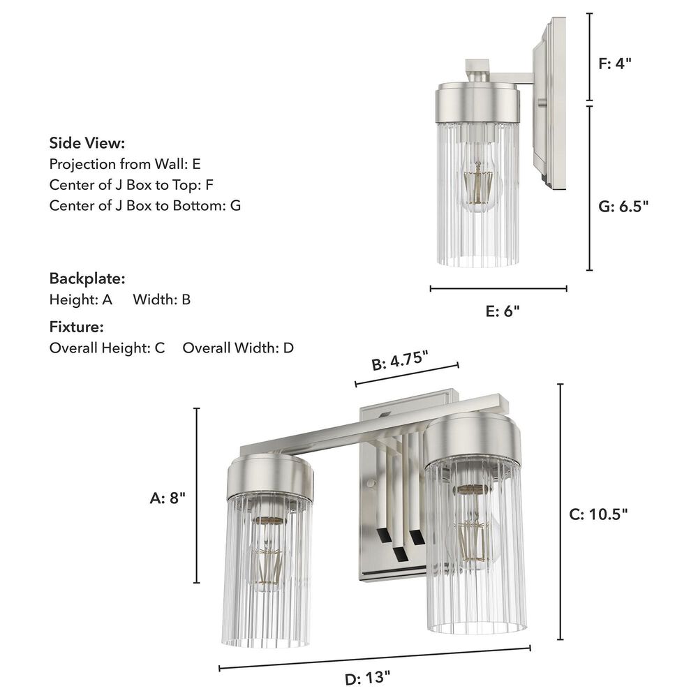 Hunter Gatz 2-Light Vanity in Brushed Nickel, , large