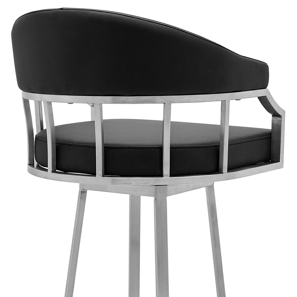 Blue River Palmdale 26&quot; Swivel Counter Stool with Black Seat in Brushed Stainless Steel, , large