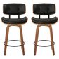 LumiSource Lombardi 26" Swivel Counter Stool with Black Faux Leather Upholstery in Walnut and Black (Set of 2), , large