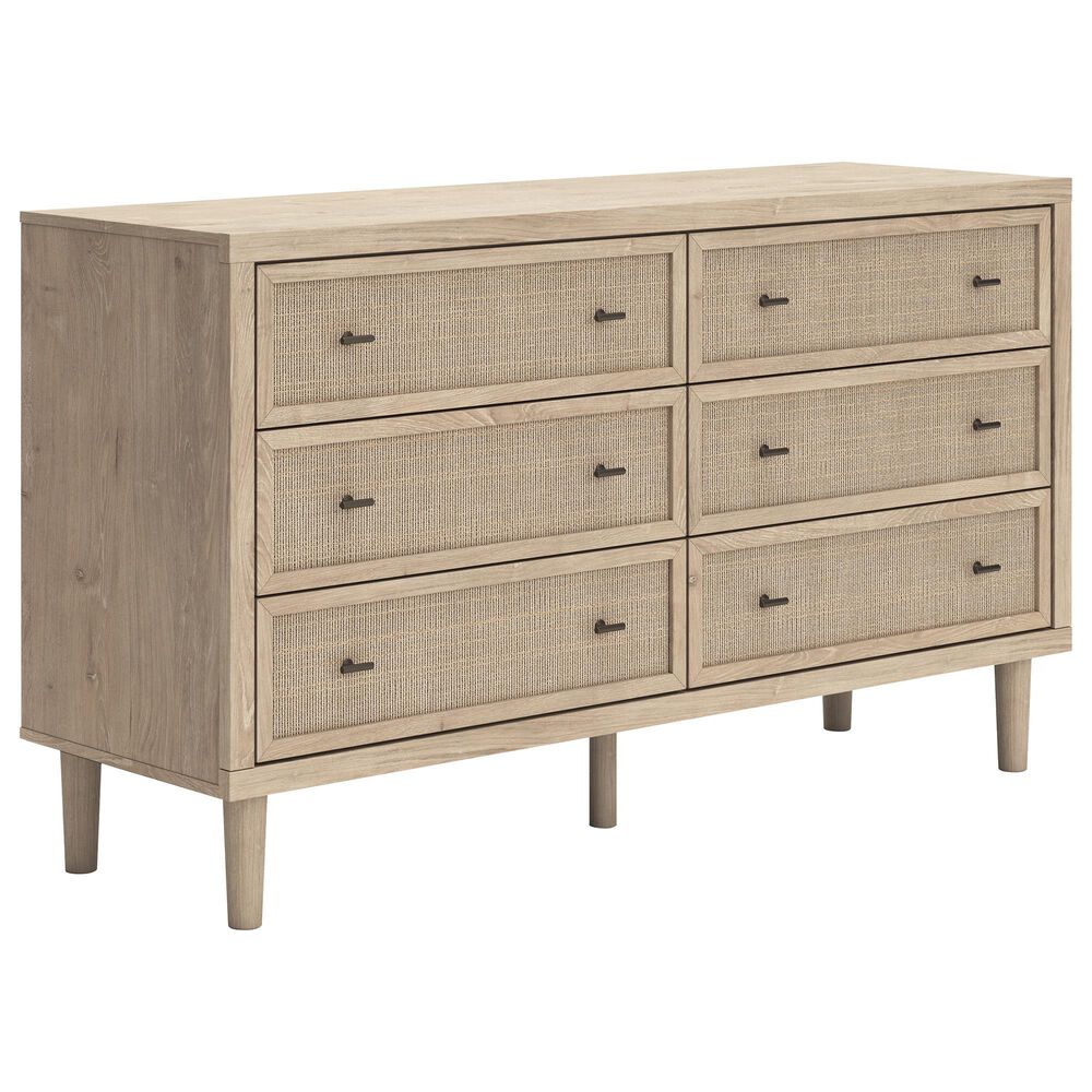 Ashley Cielden 6-Drawer Dresser and Mirror in Tan, , large