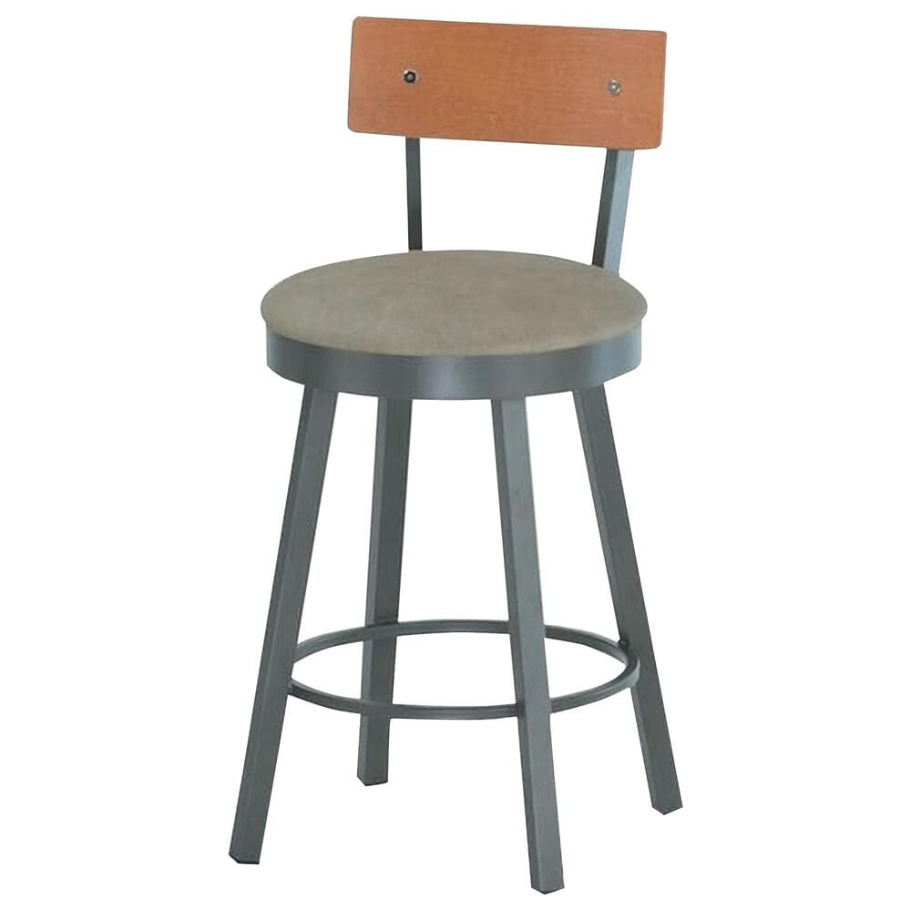 Amisco Lauren 30" Swivel Stool with Wood Backrest, , large