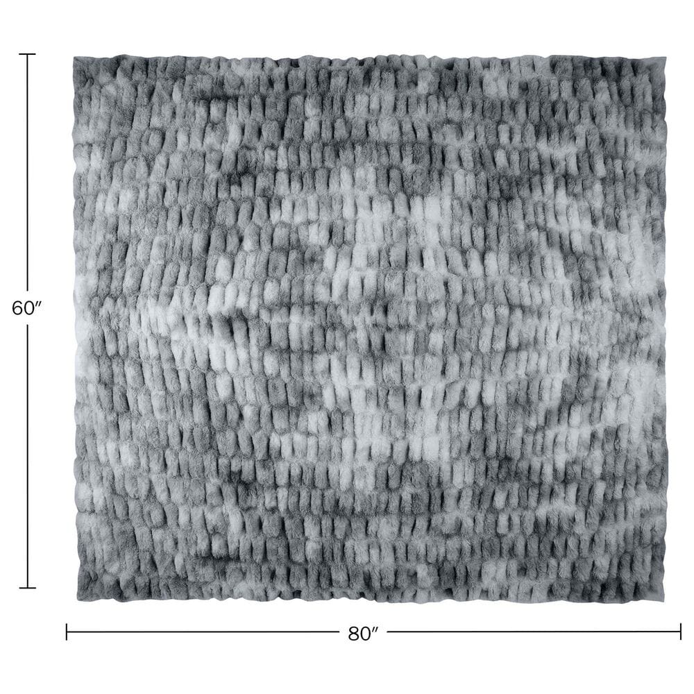 Timberlake 60" x 80" Ruched Faux Fur Throw Blanket in Silver, , large