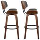 LumiSource Lombardi 30" Swivel Barstool with Grey Faux Leather Upholstery in Walnut and Black (Set of 2), , large
