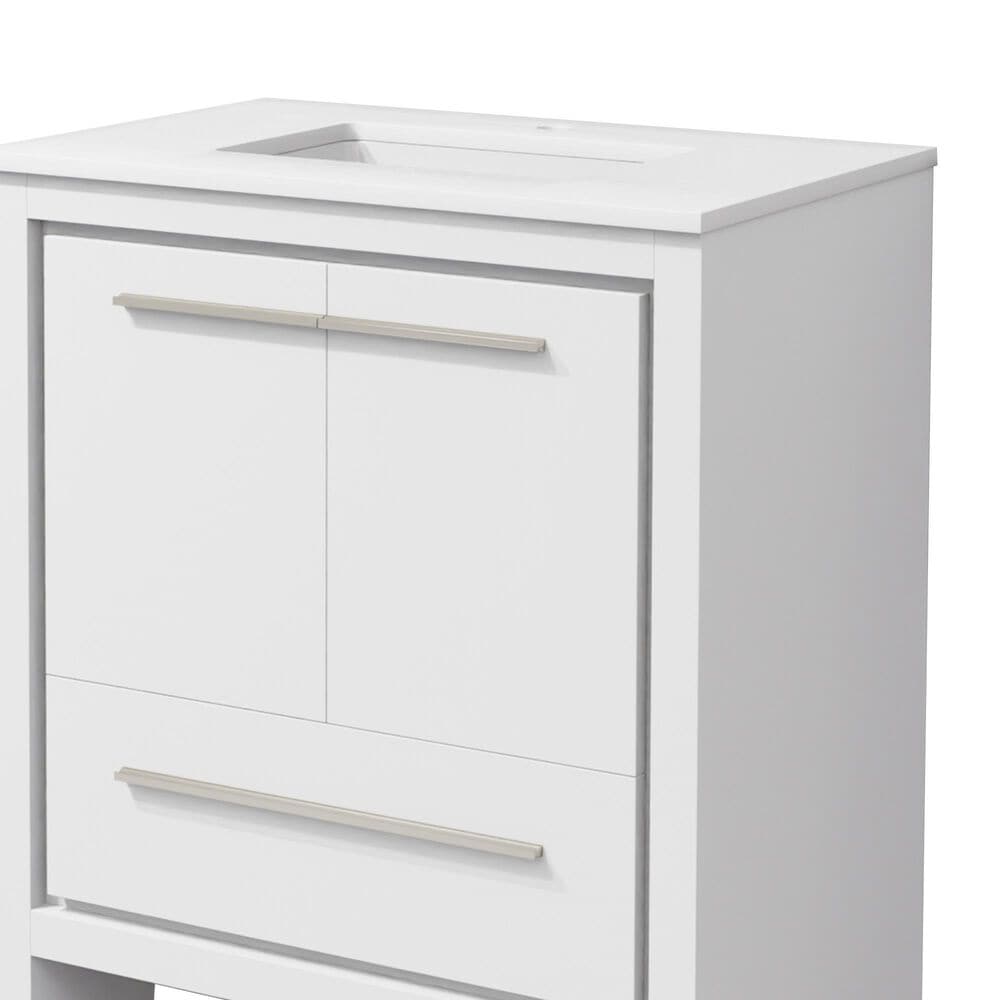 Lexora Home Lafarre 30" Single Bathroom Vanity in White with 2 cm White Cultured Marble Top and Rectangular Sink, , large