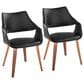 LumiSource Curvo High Back Upholstered Contemporary Chair with Black Faux Leather in Walnut Wood (Set of 2), , large