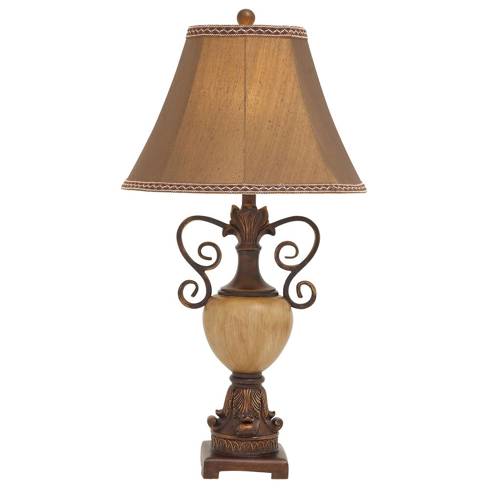 Maple and Jade Traditional 32" Rustic Metal Table Lamp in Brown, , large