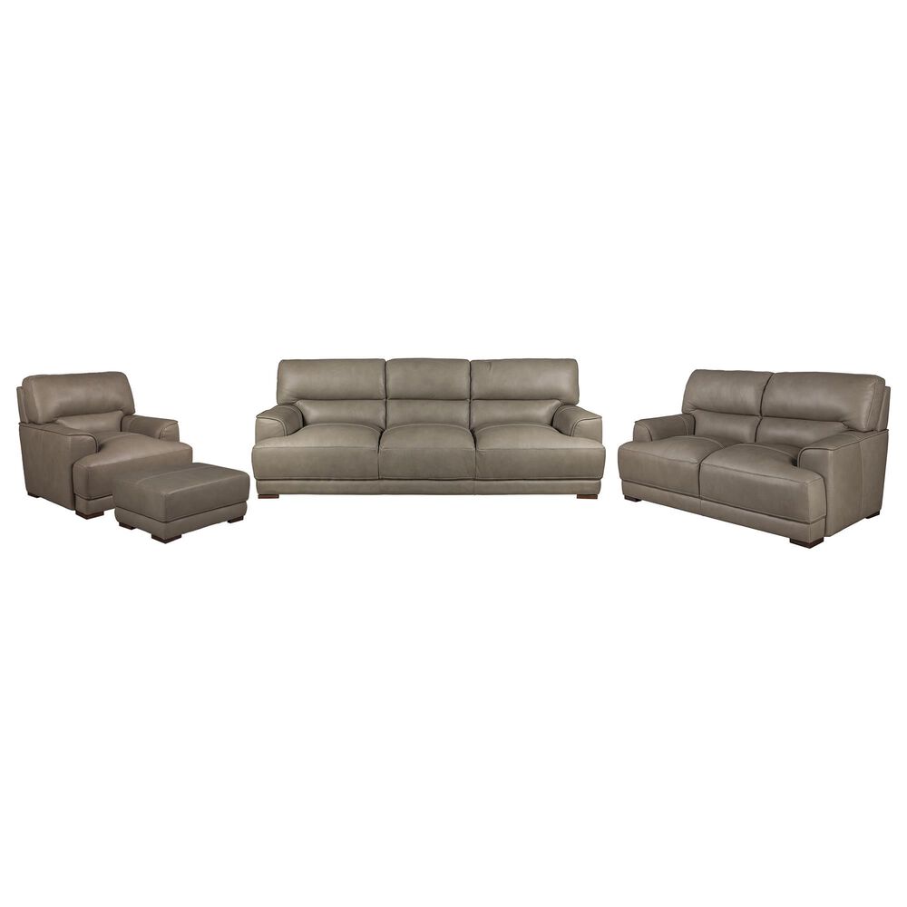 Bordeaux & Co 4-Piece Stationary Leather Living Room Set in Goodland Grey, , large