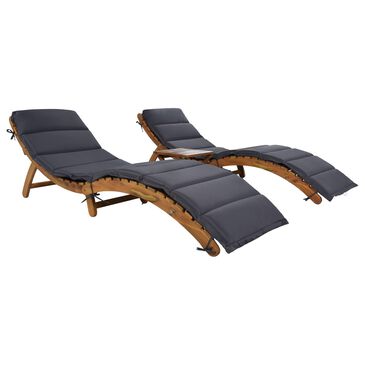 Hearth and Haven 3-Piece Patio Chaise Lounge Set with Dark Gray Cushion in Brown, , large
