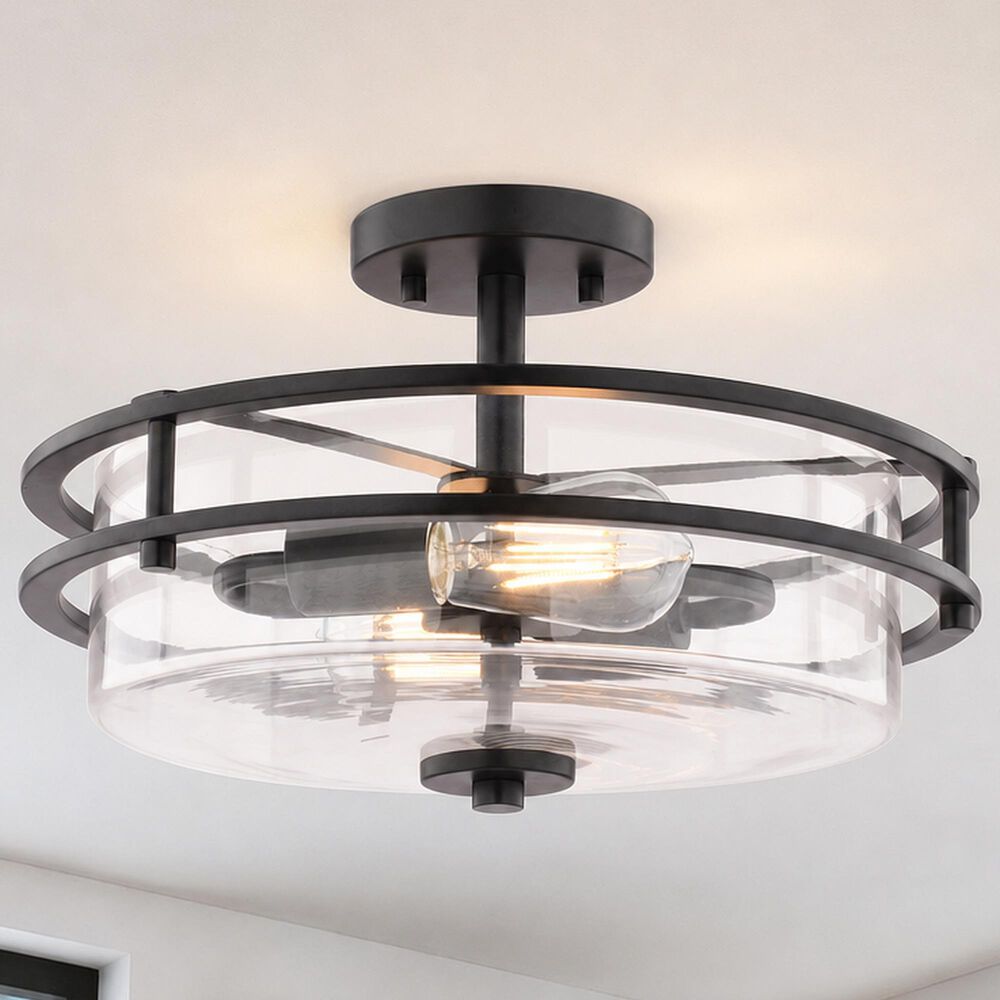 Vaxcel Grace 2-Light Semi Flush Mount in Matte Black, , large