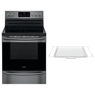 Frigidaire 30"" Freestanding Electric Range with ReadyCook Air Fry Tray in Black Stainless Steel, , large