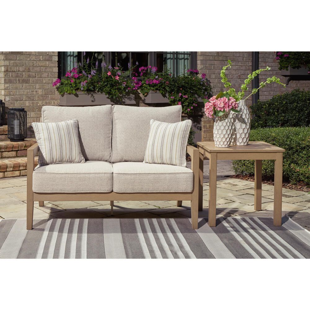 Ashley Hallow Creek Patio Loveseat in Beige, , large