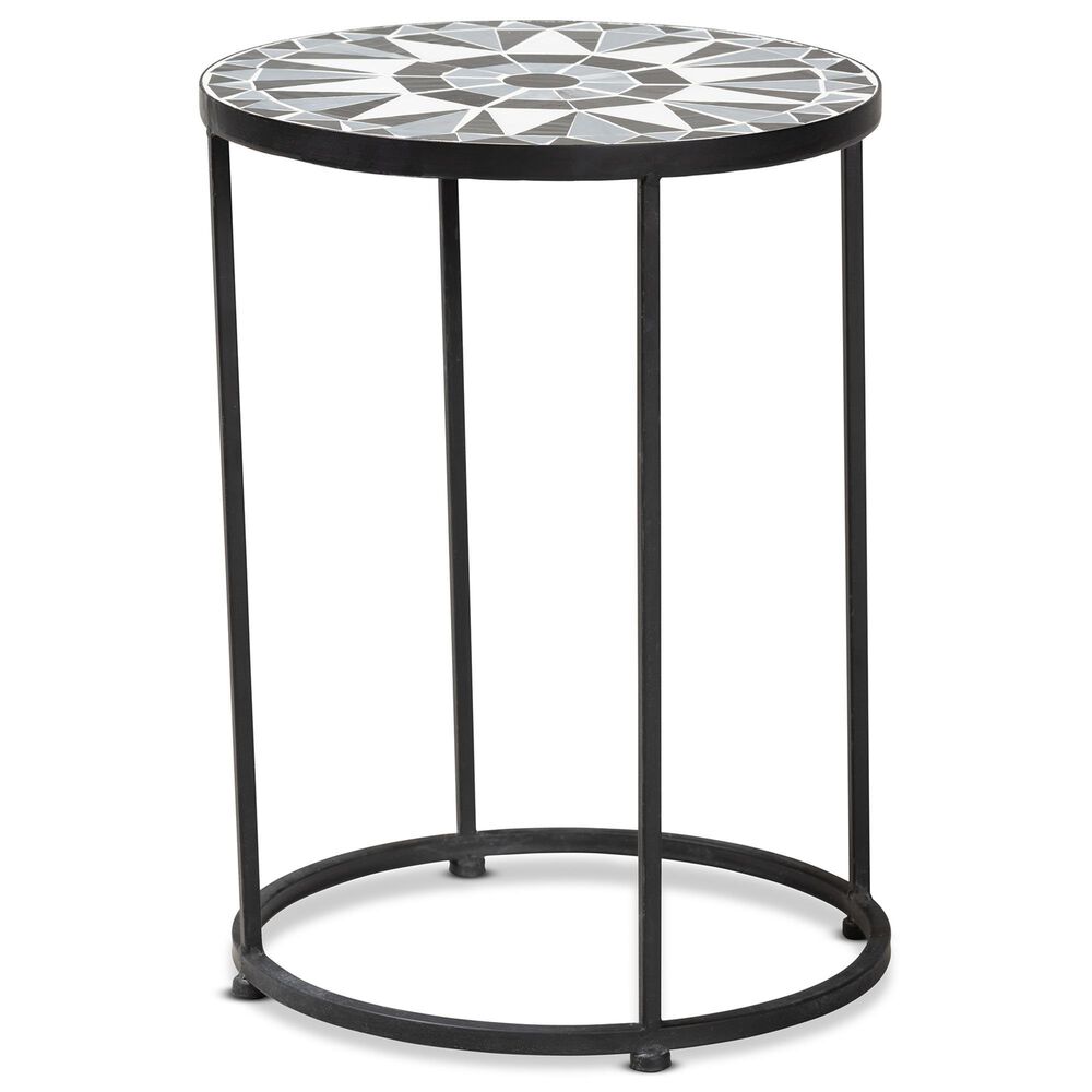 Baxton Studio Kaden Patio Side Table in Black and White, , large