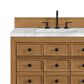 James Martin Vanities Malibu 36" Single Bathroom Vanity in Amber Birch with 3 cm Carrara White Marble Top and Rectangular Sink, , large
