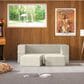 Jaxx Zipline 3-Piece Stationary Convertible Sleeper Loveseat in Ivory Velvet, , large