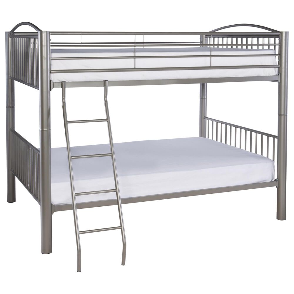 Linon Home Decor Heavy Full Over Full Bunk Bed in Pewter, , large