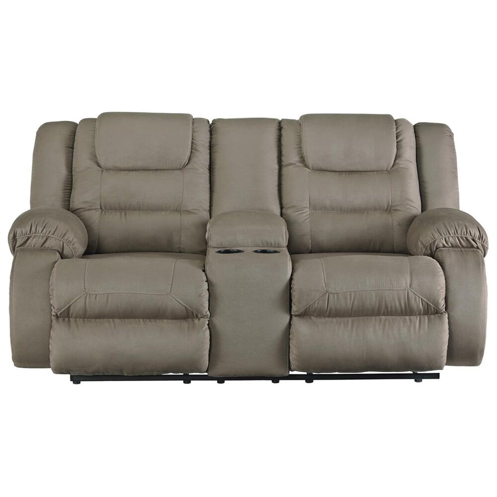 Signature Design by Ashley McCade Double Manual Reclining Loveseat with Console in Cobblestone, , large