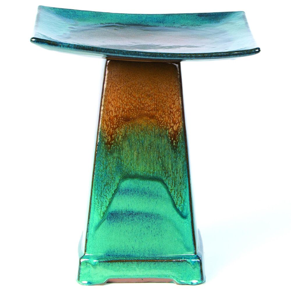 Alfresco Home Zen Large Patio Bird Bath in Aqua, , large
