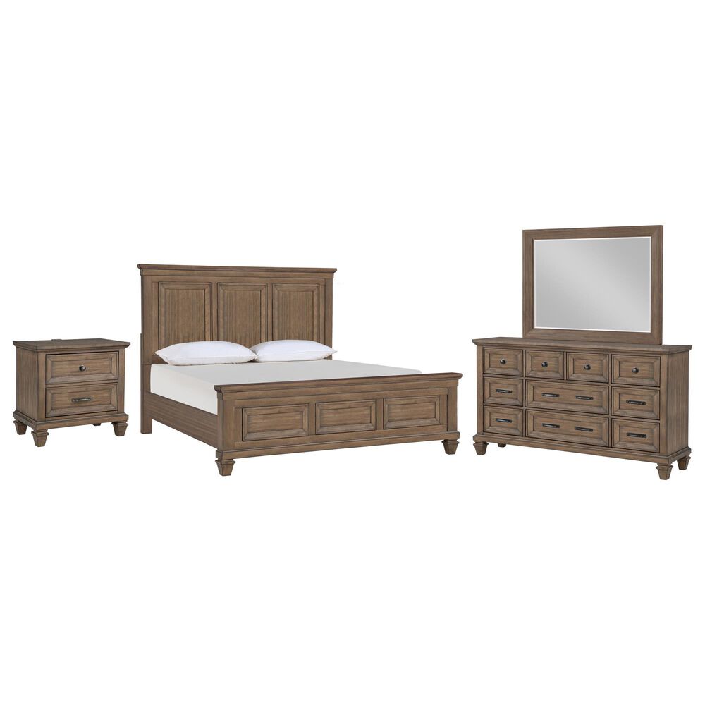 New Heritage Design Mariana 4-Piece King Panel Bedroom Set in Vintage Mocha, , large