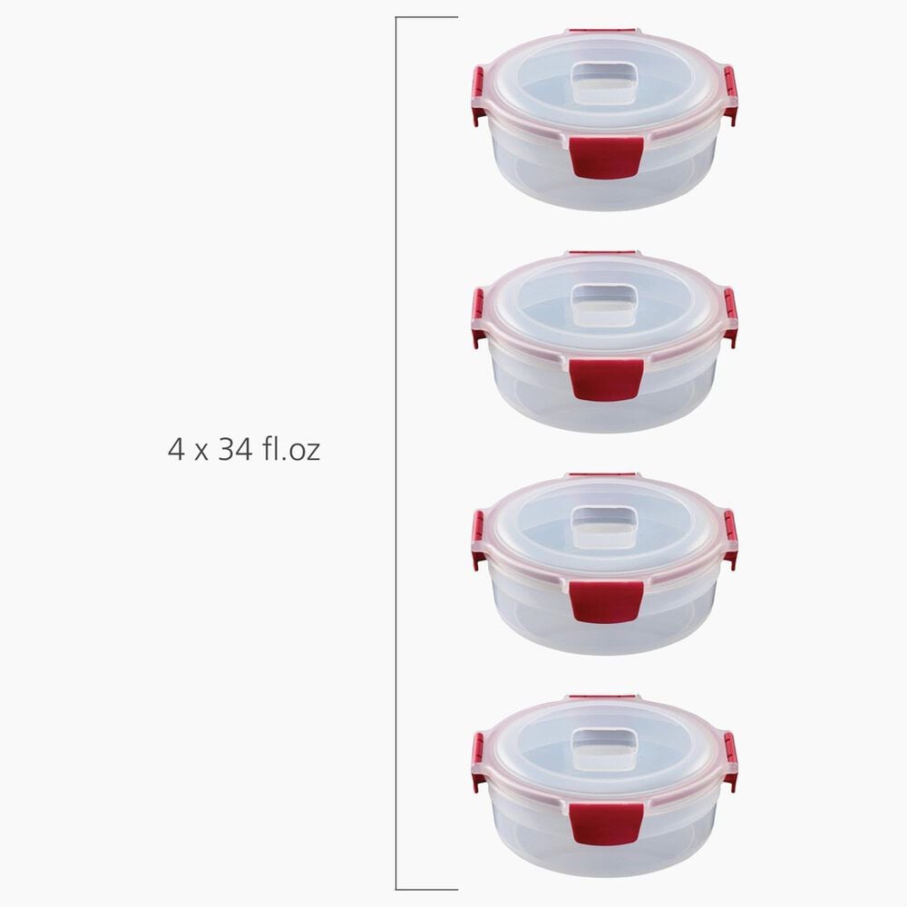 Joseph Joseph Nest Lock 8-Piece Round Food Container Set in Red, , large
