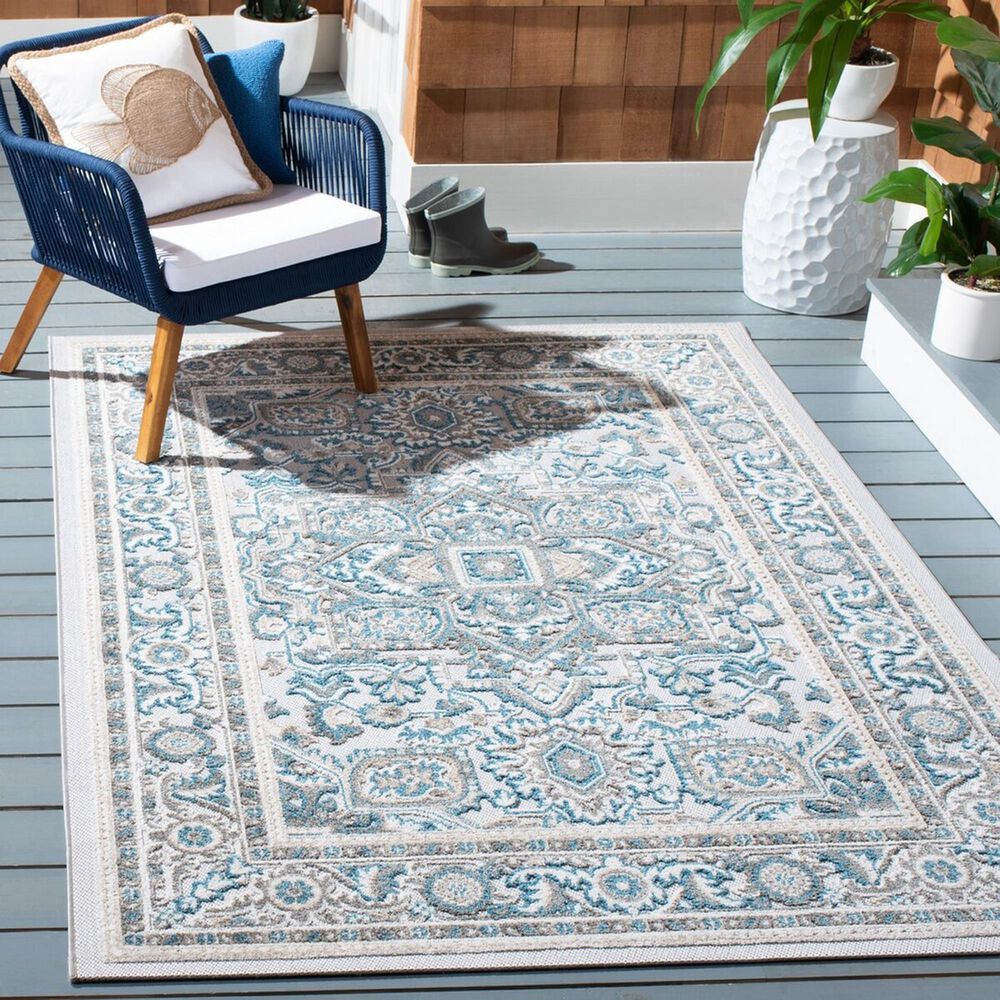 Safavieh Cabana CBN680N 5&#39;5&quot; x 7&#39;7&quot; Navy and Grey Indoor/Outdoor Area Performance Rug, , large