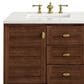 James Martin Vanities Amberly 60" Double Bathroom Vanity in Walnut with 3 cm Carrara White Marble Top and Rectangular Sinks, , large