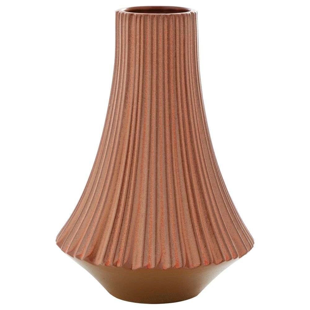Maple and Jade 9" x 13" Modern Ceramic Vase in Rust, , large