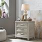 Belle Furnishings Belmar 3 Drawer Night Stand in Washed Taupe and Silver Champagne, , large