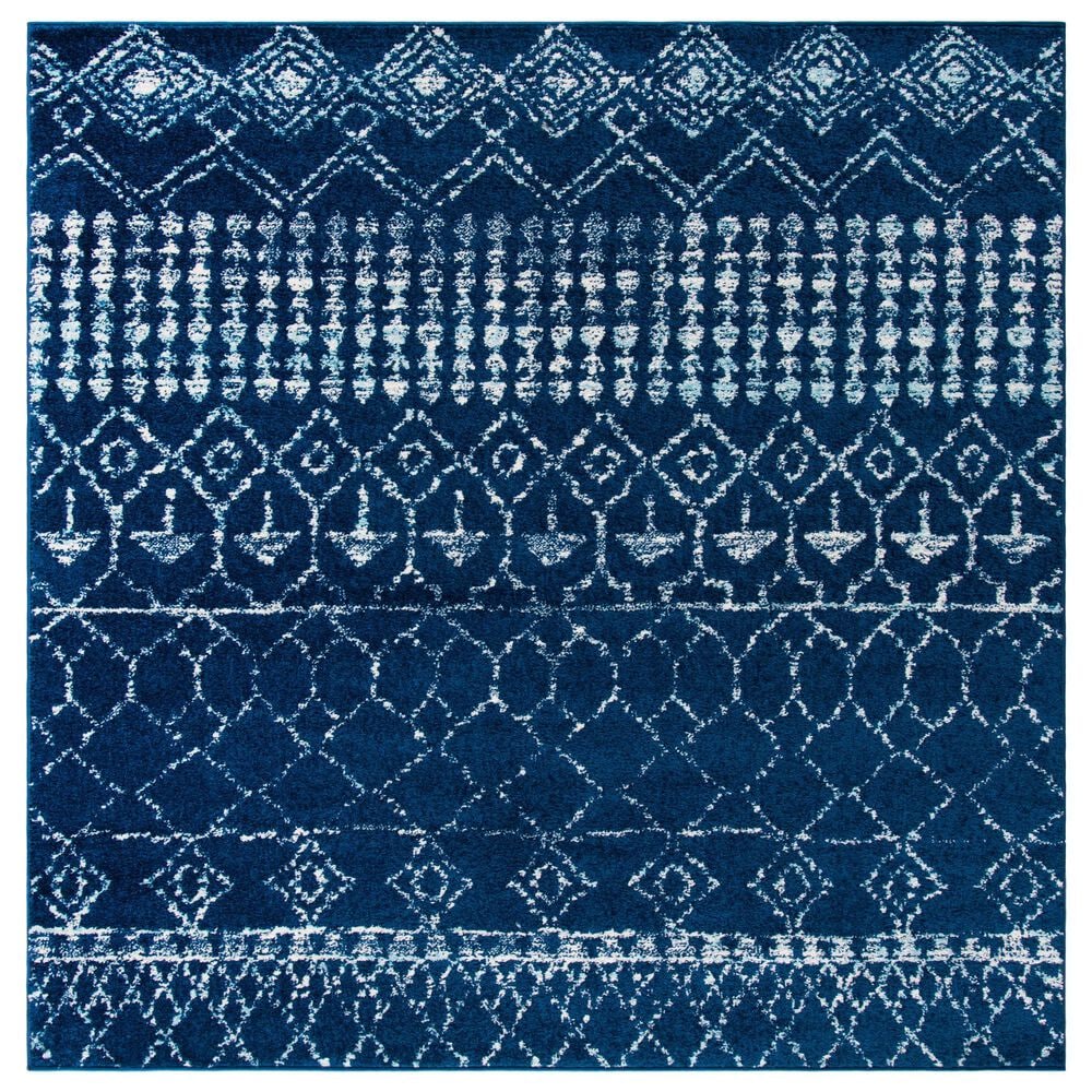 Safavieh Tulum TUL229N 5" Square Navy and Ivory Area Rug, , large