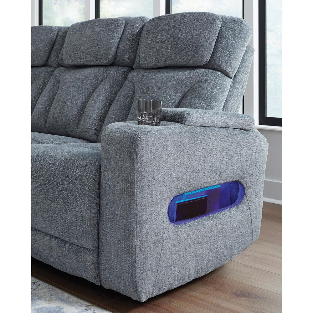 Ashley Forest Lake Power Reclining Sofa in Steel, , large