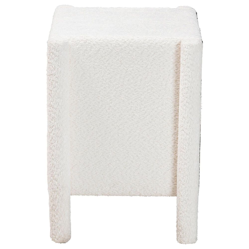 Baxton Studio Laria 2-Drawer Upholstered Nightstand in White, , large