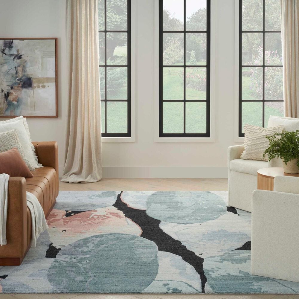 Nourison Silk Shadows 8&#39;6&quot; x 11&#39;6&quot; Blue and Pink Area Rug, , large