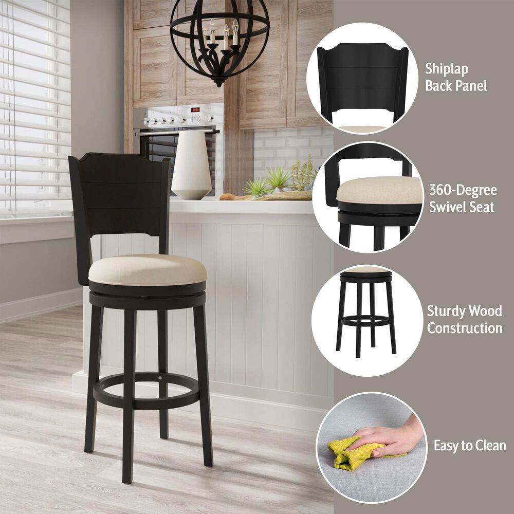 The Monday Company Clarion Swivel Bar Height Stool in Black and Greige, , large