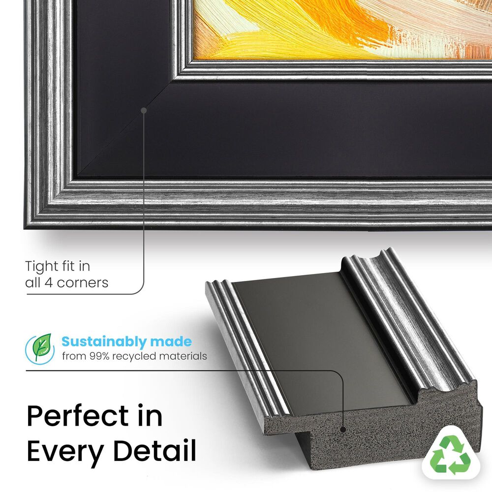 Deco TV Frames Premiere 50" 50"  Premiere Bezel for Samsung the Frame TV in Antique Silver and Black, , large