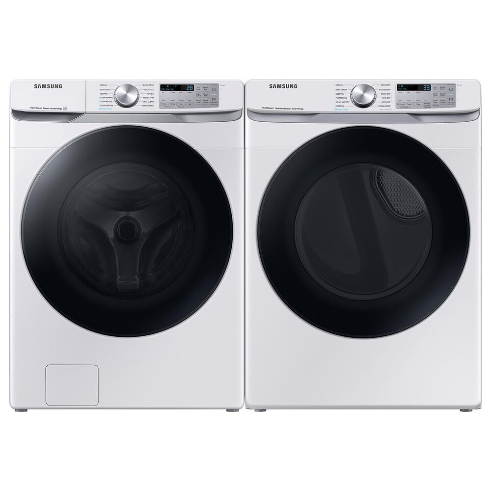 Samsung 4.5 Cu. Ft Front Load Washer with Steam and 7.5 Cu. Ft. Gas Dryer Laundry Pair in White, , large