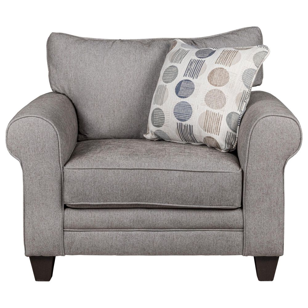 Fusion Furniture Amos Pebble Queen Stationary Sleeper Sofa in Gray, , large