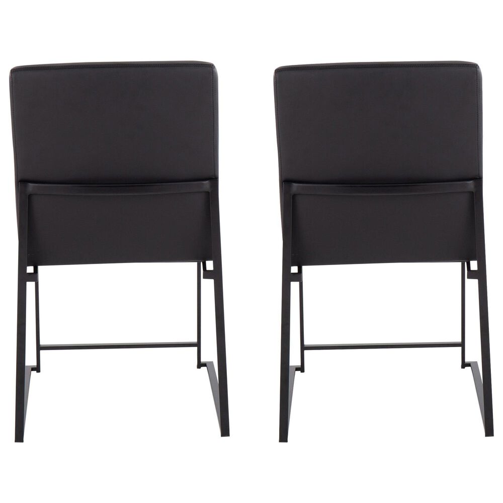 LumiSource Fuji Side Chair with Black Faux Leather Cushion in Black (Set of 2), , large